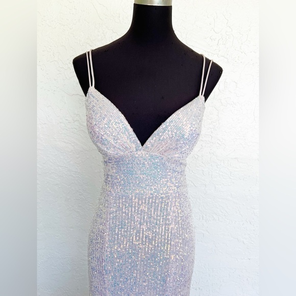 Sherri Hill 80110 Lace Up Back Pink Sequin Formal Evening Prom Gown Womens 6 - Picture 7 of 11